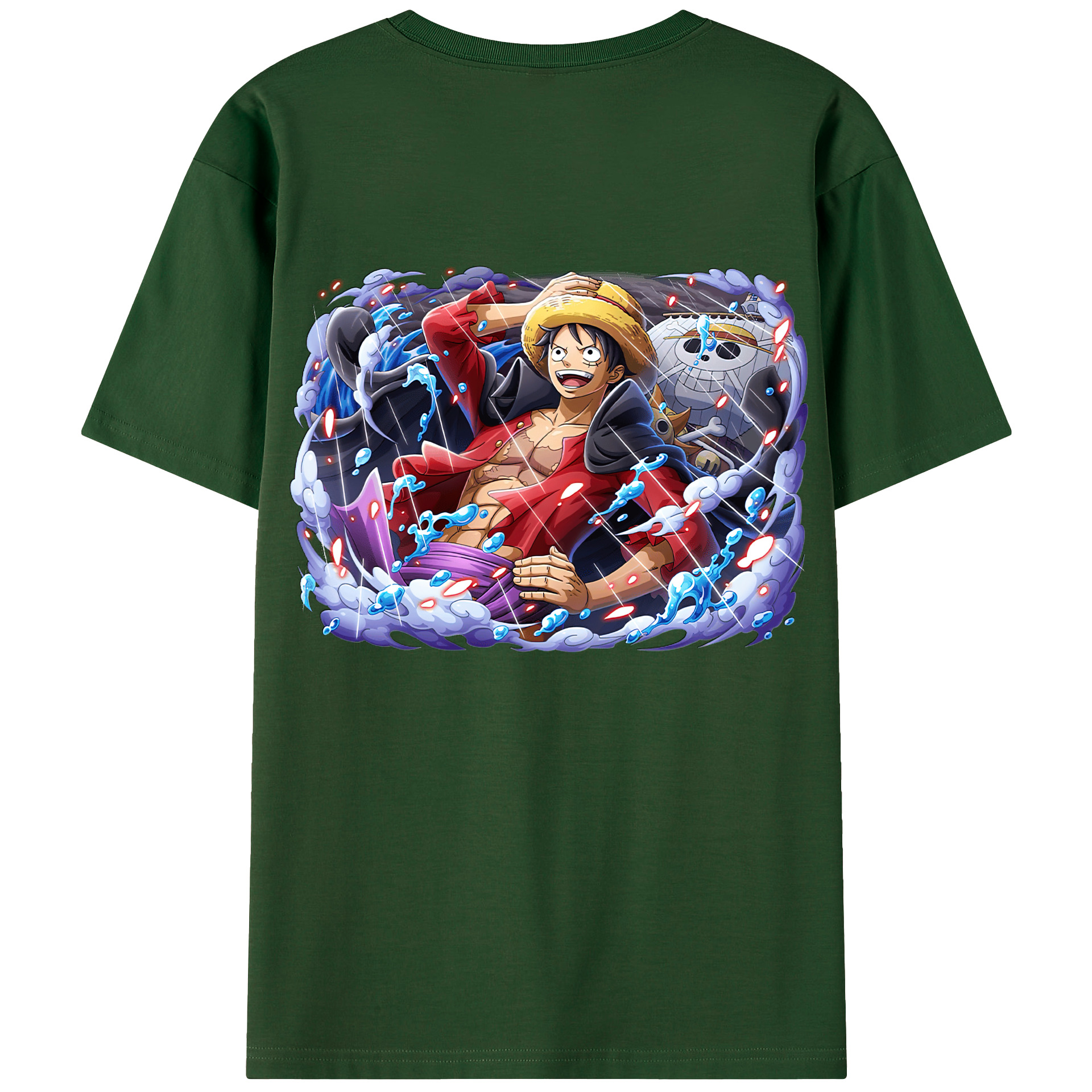 ワンピース モンキー・D・ルフィ ONE PIECE Monkey D. Luffy 綿100％半袖Tシャツ（背面プリント）